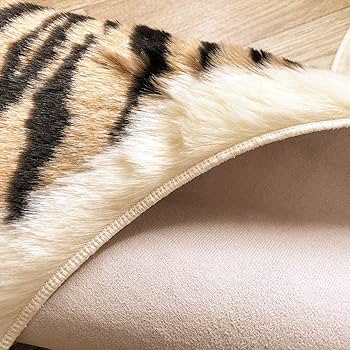 Amazon.co.jp: タイガープリントフェイクファー エリアラグ,偽の